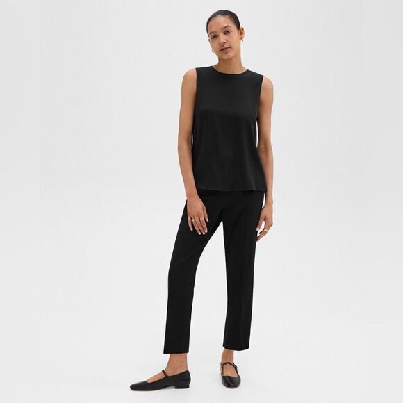 Theory NWT Treeca Pull-On Pant in Admiral Crepe in Black Size 00